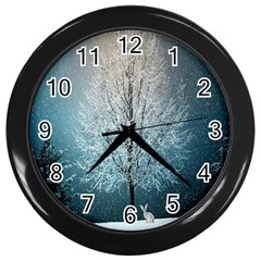 Winter Wintry Snow Snow Landscape Wall Clocks (black) by Celenk