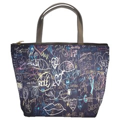Graffiti Chalkboard Blackboard Love Bucket Bags by Celenk