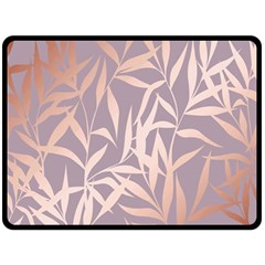 Rose Gold, Asian,leaf,pattern,bamboo Trees, Beauty, Pink,metallic,feminine,elegant,chic,modern,wedding Fleece Blanket (large)  by NouveauDesign