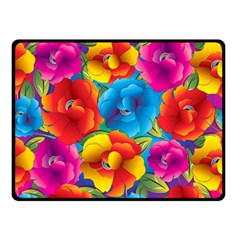 Neon Colored Floral Pattern Double Sided Fleece Blanket (small)  by allthingseveryone