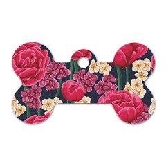 Pink Roses And Daisies Dog Tag Bone (two Sides) by allthingseveryone