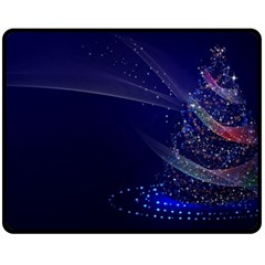 Christmas Tree Blue Stars Starry Night Lights Festive Elegant Fleece Blanket (medium)  by yoursparklingshop