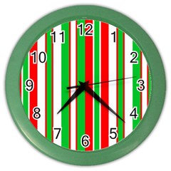 Christmas Holiday Stripes Red Color Wall Clocks