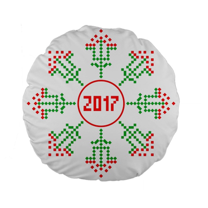 Snowflake Graphics Date Year Standard 15  Premium Flano Round Cushions