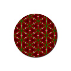 Textured Background Christmas Pattern Rubber Coaster (round)  by Celenk