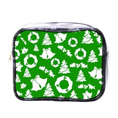 Green White Backdrop Background Card Christmas Mini Toiletries Bags by Celenk