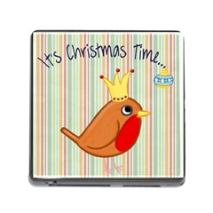 Bird Christmas Card Blue Modern Memory Card Reader (square) by Celenk
