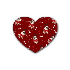 Pug Xmas Pattern Heart Coaster (4 Pack)  by Valentinaart