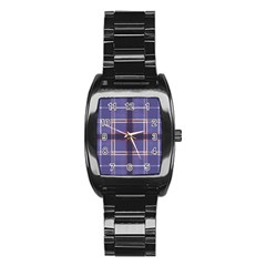 Purple Heather Plaid Stainless Steel Barrel Watch by allthingseveryone