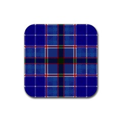 Blue Heather Plaid Rubber Coaster (square)  by allthingseveryone