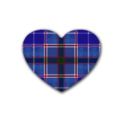 Blue Heather Plaid Rubber Coaster (heart)  by allthingseveryone