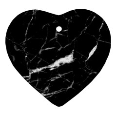 Black Texture Background Stone Heart Ornament (two Sides) by Celenk