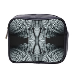 Fractal Blue Lace Texture Pattern Mini Toiletries Bag 2-side by Celenk