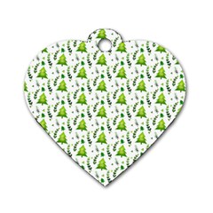 Watercolor Christmas Tree Dog Tag Heart (two Sides) by patternstudio