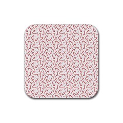 Candy Cane Rubber Coaster (square)  by patternstudio