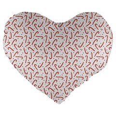 Candy Cane Large 19  Premium Heart Shape Cushions by patternstudio