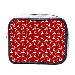 Red Reindeers Mini Toiletries Bags by patternstudio