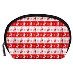 Knitted Red White Reindeers Accessory Pouches (large)  by patternstudio
