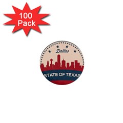 Retro Dallas Texas Skyline 1  Mini Buttons (100 Pack)  by Bigfootshirtshop