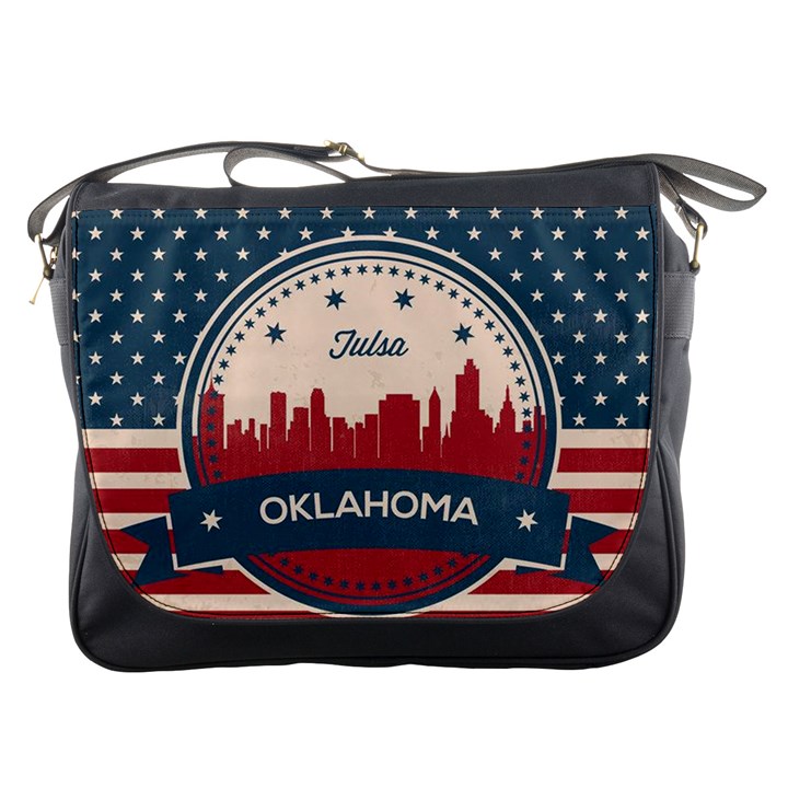 Tulsa Oklahoma Retro Skyline Messenger Bags