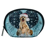 It s winter and christmas time, cute kitten and dogs Accessory Pouches (Medium)  Front