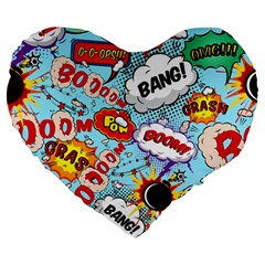 Comic Pattern Large 19  Premium Heart Shape Cushions by Bigfootshirtshop