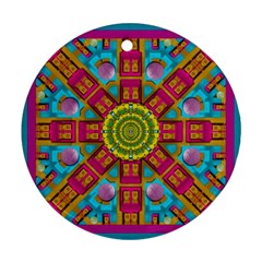 Sunny And Bohemian Sun Shines In Colors Ornament (round) by pepitasart