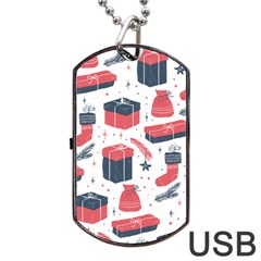 Christmas Gift Sketch Dog Tag Usb Flash (two Sides) by patternstudio