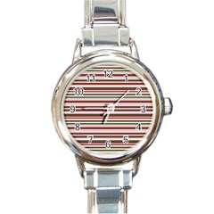 Christmas Stripes Pattern Round Italian Charm Watch
