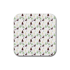 Reindeer Tree Forest Rubber Coaster (square)  by patternstudio