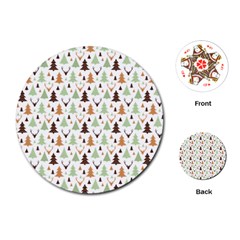 Reindeer Christmas Tree Jungle Art Playing Cards (round)  by patternstudio