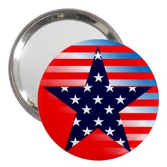 Patriotic American Usa Design Red 3  Handbag Mirrors by Celenk