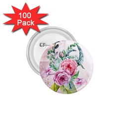 Flowers And Leaves In Soft Purple Colors 1 75  Buttons (100 Pack)  by FantasyWorld7