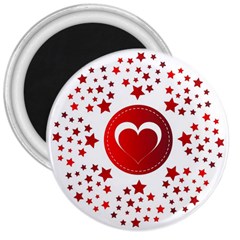 Monogram Heart Pattern Love Red 3  Magnets by Celenk