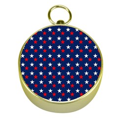 Patriotic Red White Blue Stars Blue Background Gold Compasses by Celenk