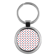 Patriotic Red White Blue Stars Usa Key Chains (round)  by Celenk