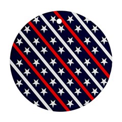 Patriotic Red White Blue Stars Ornament (round) by Celenk