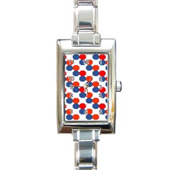 Geometric Design Red White Blue Rectangle Italian Charm Watch by Celenk