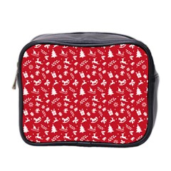 Red Christmas Pattern Mini Toiletries Bag 2-side by patternstudio