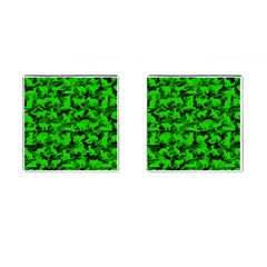 Bright Neon Green Catmouflage Cufflinks (square) by PodArtist