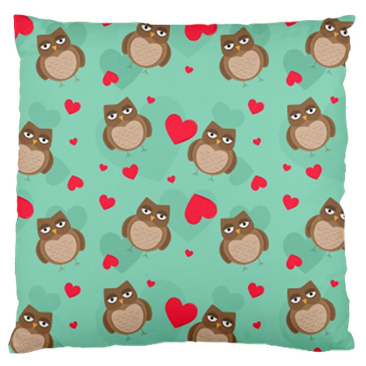 Owl Valentine s Day Pattern Large Cushion Case (Two Sides)