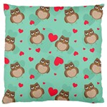 Owl Valentine s Day Pattern Large Cushion Case (Two Sides) Back