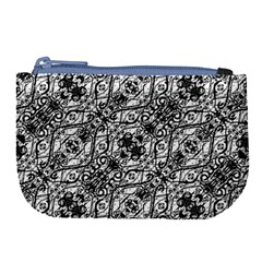 Black And White Ornate Pattern Large Coin Purse by dflcprints