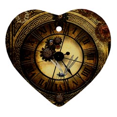 Wonderful Steampunk Desisgn, Clocks And Gears Heart Ornament (two Sides) by FantasyWorld7
