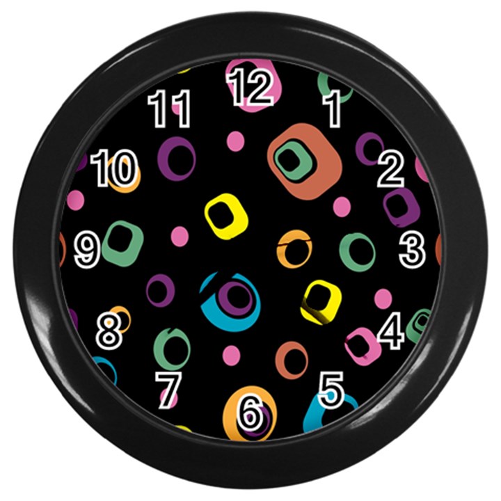 Abstract Background Retro 60s 70s Wall Clocks (Black)