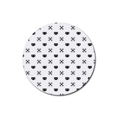 Black Pixel Skull Pirate Rubber Coaster (round)  by jumpercat