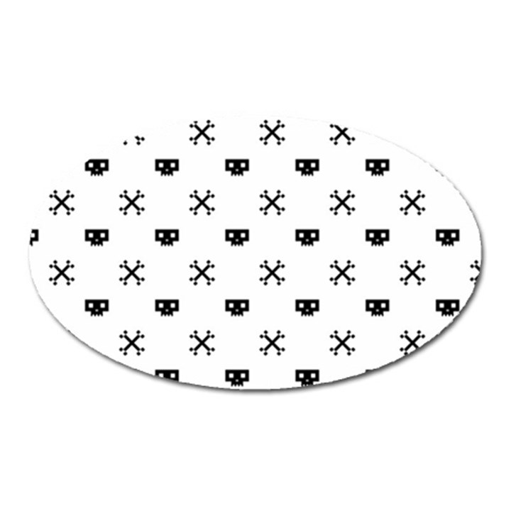 Black Pixel Skull Pirate Oval Magnet