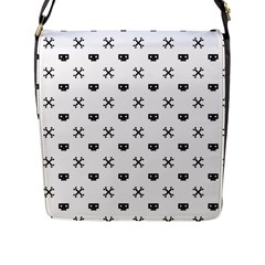 Black Pixel Skull Pirate Flap Messenger Bag (l)  by jumpercat