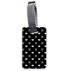 White Pixel Skull Pirate Luggage Tags (one Side)  by jumpercat