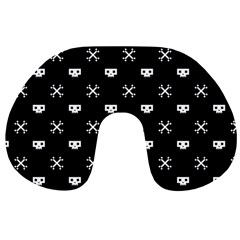 White Pixel Skull Pirate Travel Neck Pillows by jumpercat